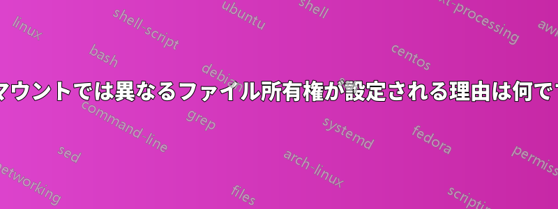 手動マウントでは異なるファイル所有権が設定される理由は何ですか?