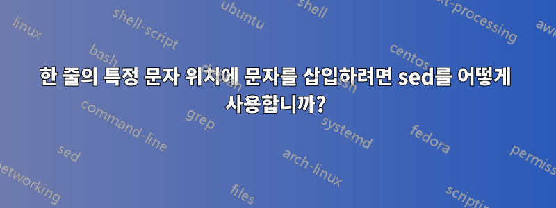 한 줄의 특정 문자 위치에 문자를 삽입하려면 sed를 어떻게 사용합니까?