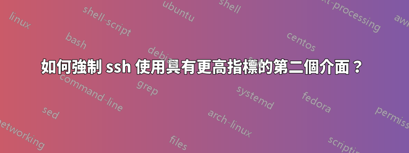 如何強制 ssh 使用具有更高指標的第二個介面？