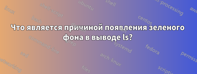 Что является причиной появления зеленого фона в выводе ls?