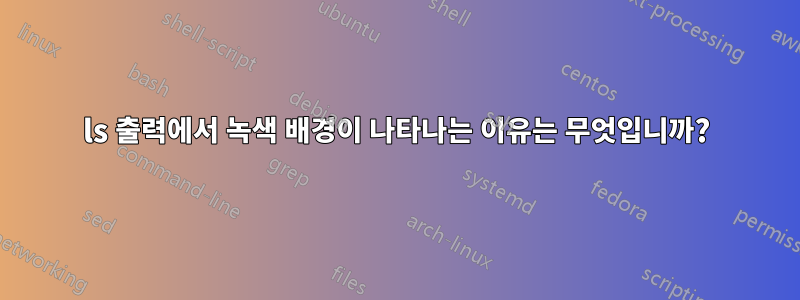 ls 출력에서 ​​녹색 배경이 나타나는 이유는 무엇입니까?