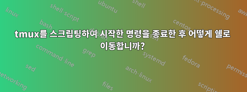 tmux를 스크립팅하여 시작한 명령을 종료한 후 어떻게 쉘로 이동합니까?