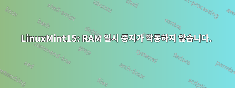 LinuxMint15: RAM 일시 중지가 작동하지 않습니다.