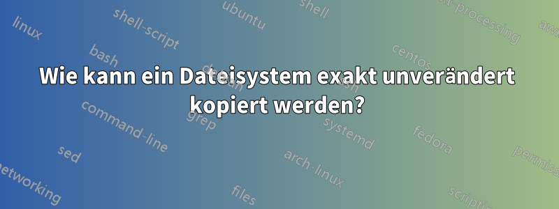 Wie kann ein Dateisystem exakt unverändert kopiert werden?