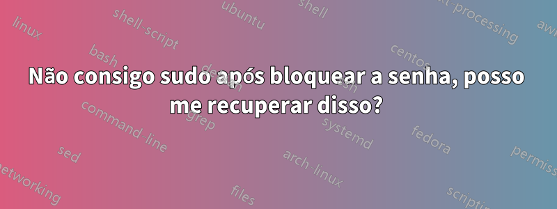 Não consigo sudo após bloquear a senha, posso me recuperar disso?