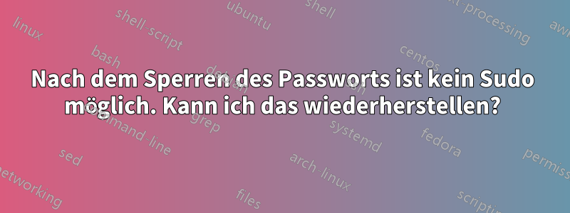 Nach dem Sperren des Passworts ist kein Sudo möglich. Kann ich das wiederherstellen?