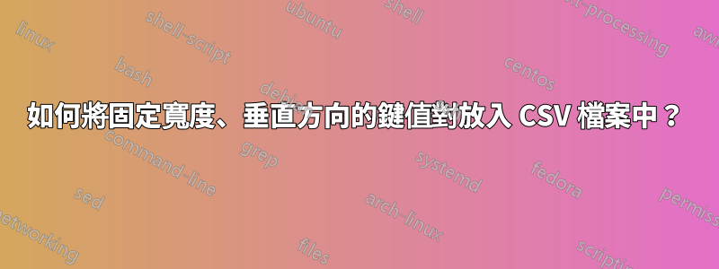 如何將固定寬度、垂直方向的鍵值對放入 CSV 檔案中？