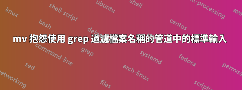 mv 抱怨使用 grep 過濾檔案名稱的管道中的標準輸入