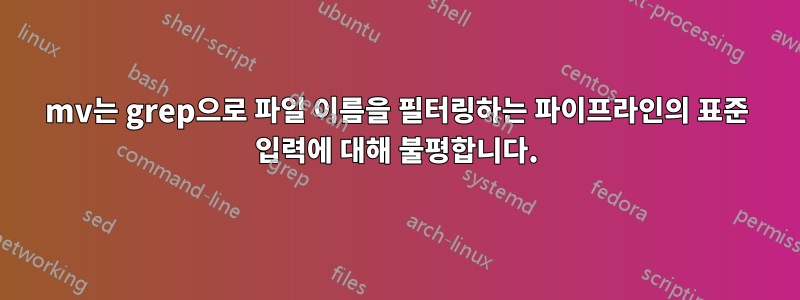 mv는 grep으로 파일 이름을 필터링하는 파이프라인의 표준 입력에 대해 불평합니다.