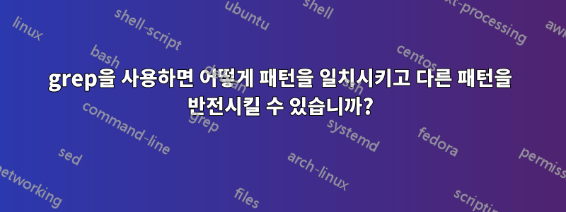 grep을 사용하면 어떻게 패턴을 일치시키고 다른 패턴을 반전시킬 수 있습니까?