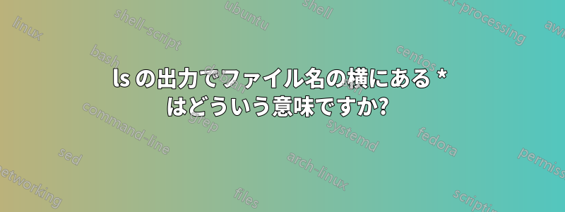 ls の出力でファイル名の横にある * はどういう意味ですか? 