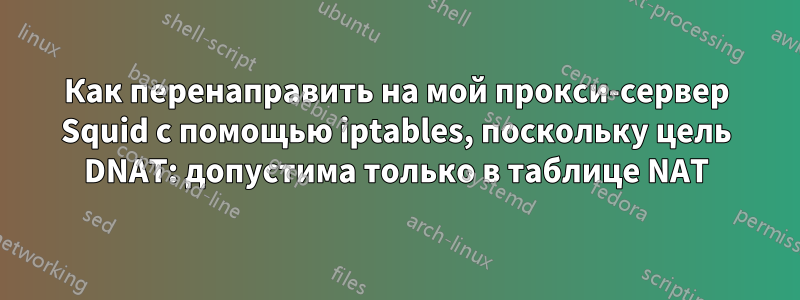 Как перенаправить на мой прокси-сервер Squid с помощью iptables, поскольку цель DNAT: допустима только в таблице NAT