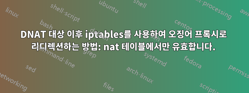 DNAT 대상 이후 iptables를 사용하여 오징어 프록시로 리디렉션하는 방법: nat 테이블에서만 유효합니다.