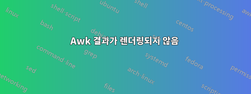 Awk 결과가 렌더링되지 않음