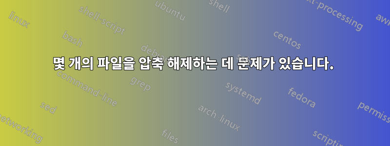 몇 개의 파일을 압축 해제하는 데 문제가 있습니다.