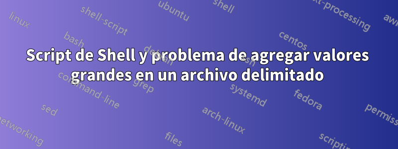 Script de Shell y problema de agregar valores grandes en un archivo delimitado
