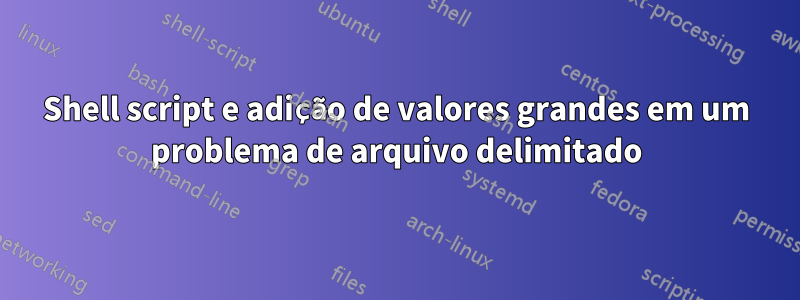 Shell script e adição de valores grandes em um problema de arquivo delimitado
