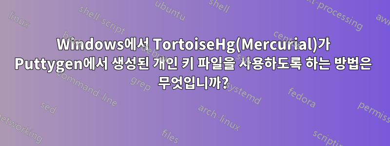 Windows에서 TortoiseHg(Mercurial)가 Puttygen에서 생성된 개인 키 파일을 사용하도록 하는 방법은 무엇입니까?