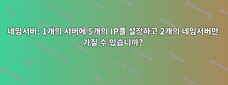 네임서버: 1개의 서버에 5개의 IP를 설정하고 2개의 네임서버만 가질 수 있습니까?