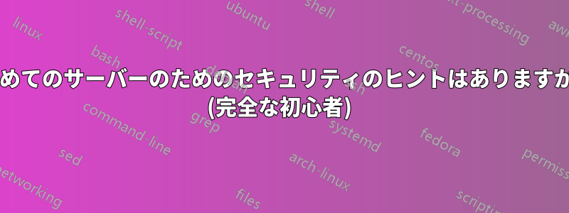 初めてのサーバーのためのセキュリティのヒントはありますか? (完全な初心者) 