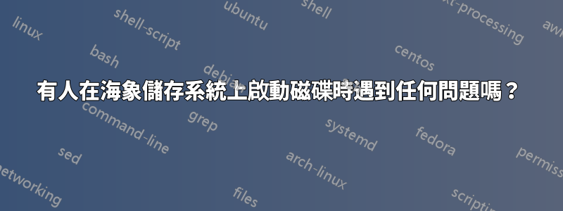 有人在海象儲存系統上啟動磁碟時遇到任何問題嗎？