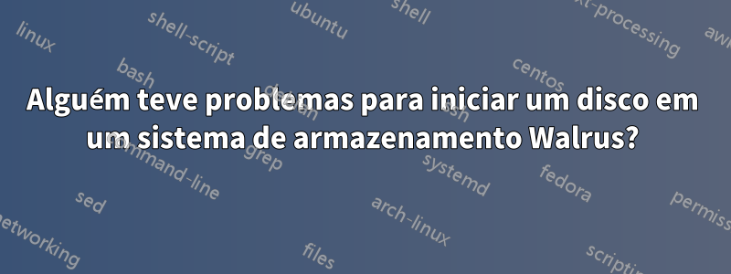 Alguém teve problemas para iniciar um disco em um sistema de armazenamento Walrus?