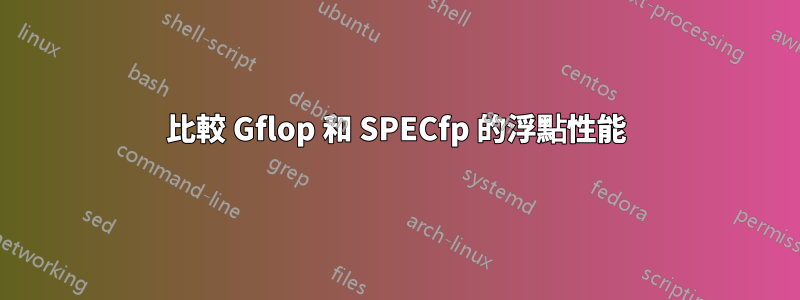 比較 Gflop 和 SPECfp 的浮點性能