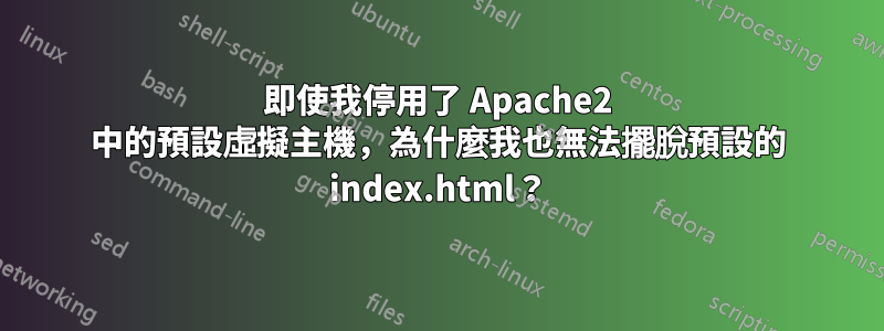 即使我停用了 Apache2 中的預設虛擬主機，為什麼我也無法擺脫預設的 index.html？