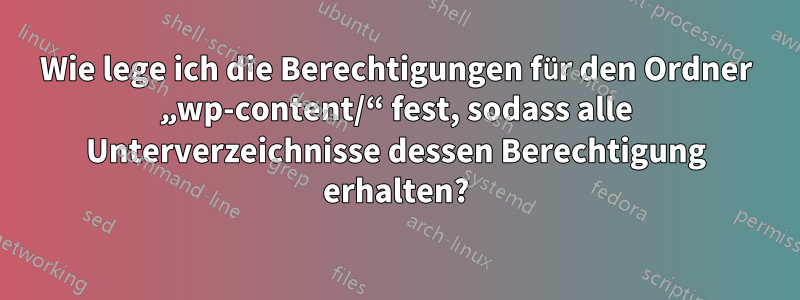 Wie lege ich die Berechtigungen für den Ordner „wp-content/“ fest, sodass alle Unterverzeichnisse dessen Berechtigung erhalten?