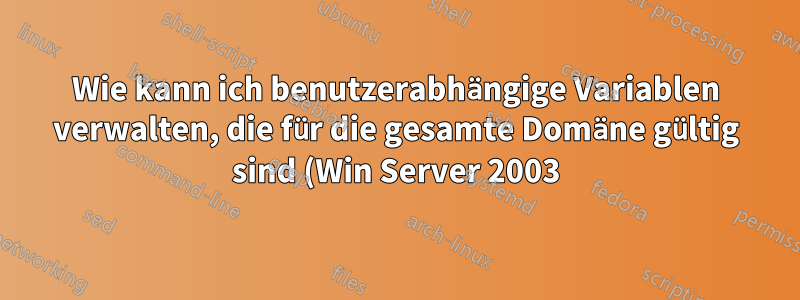 Wie kann ich benutzerabhängige Variablen verwalten, die für die gesamte Domäne gültig sind (Win Server 2003)