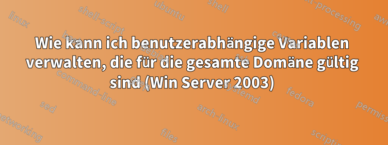 Wie kann ich benutzerabhängige Variablen verwalten, die für die gesamte Domäne gültig sind (Win Server 2003)