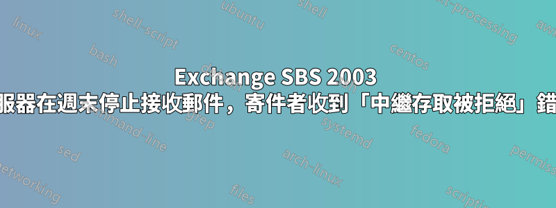 Exchange SBS 2003 伺服器在週末停止接收郵件，寄件者收到「中繼存取被拒絕」錯誤