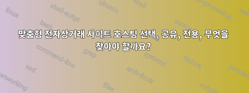 맞춤형 전자상거래 사이트 호스팅 선택, 공유, 전용, 무엇을 찾아야 할까요?