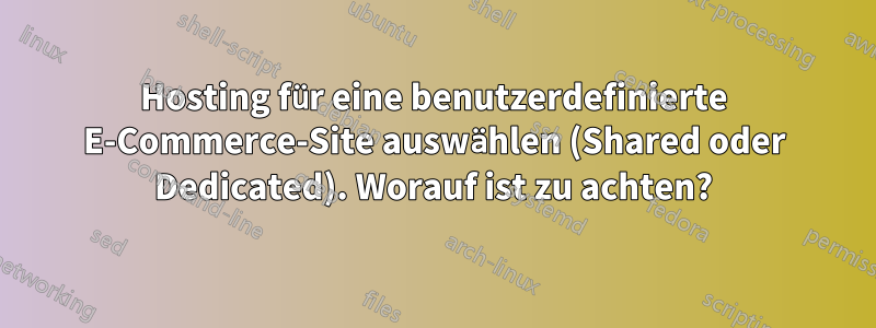 Hosting für eine benutzerdefinierte E-Commerce-Site auswählen (Shared oder Dedicated). Worauf ist zu achten?