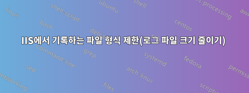 IIS에서 기록하는 파일 형식 제한(로그 파일 크기 줄이기)