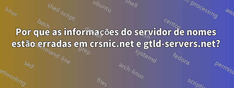 Por que as informações do servidor de nomes estão erradas em crsnic.net e gtld-servers.net?