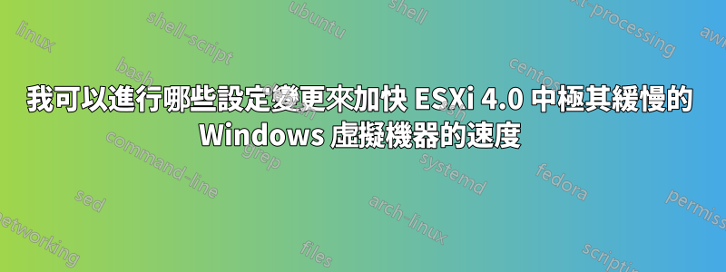 我可以進行哪些設定變更來加快 ESXi 4.0 中極其緩慢的 Windows 虛擬機器的速度