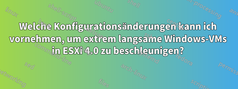 Welche Konfigurationsänderungen kann ich vornehmen, um extrem langsame Windows-VMs in ESXi 4.0 zu beschleunigen?