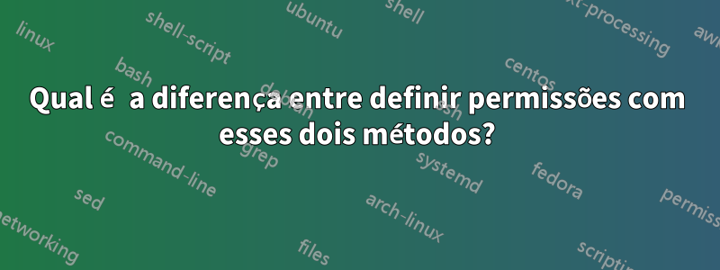 Qual é a diferença entre definir permissões com esses dois métodos?