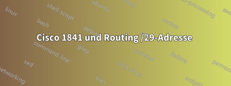 Cisco 1841 und Routing /29-Adresse