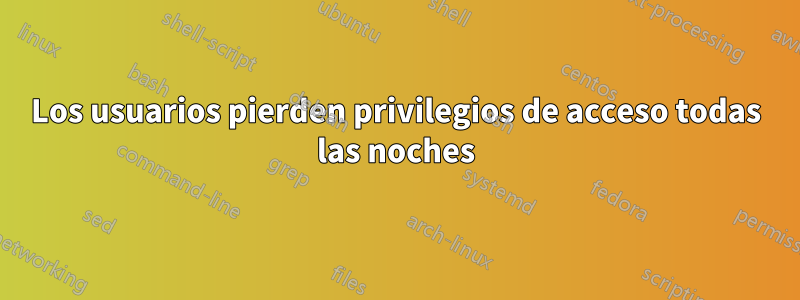 Los usuarios pierden privilegios de acceso todas las noches