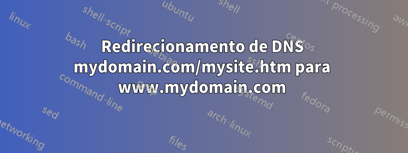 Redirecionamento de DNS mydomain.com/mysite.htm para www.mydomain.com