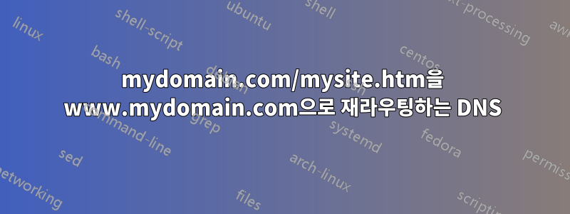 mydomain.com/mysite.htm을 www.mydomain.com으로 재라우팅하는 DNS