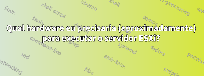 Qual hardware eu precisaria (aproximadamente) para executar o servidor ESXi?