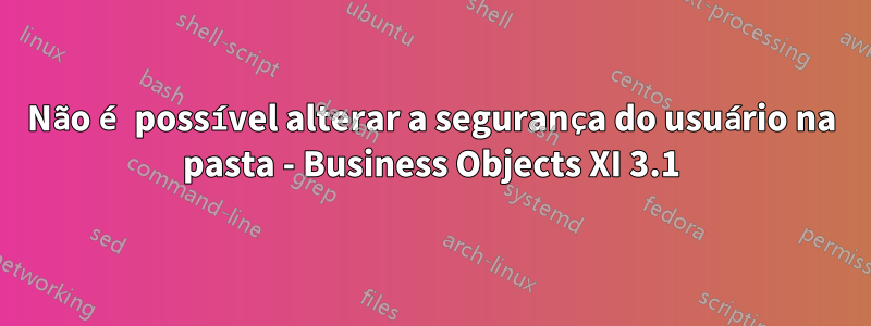 Não é possível alterar a segurança do usuário na pasta - Business Objects XI 3.1