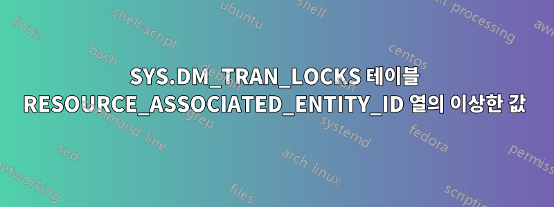 SYS.DM_TRAN_LOCKS 테이블 RESOURCE_ASSOCIATED_ENTITY_ID 열의 이상한 값