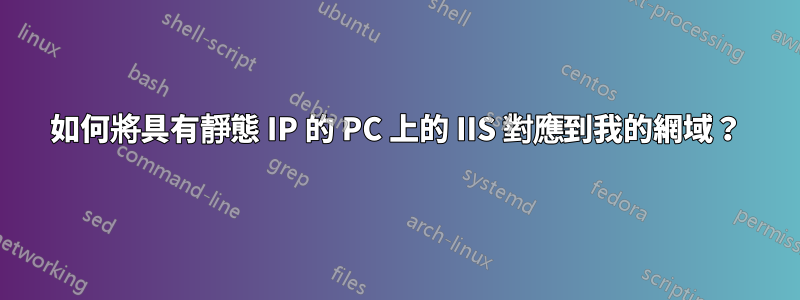 如何將具有靜態 IP 的 PC 上的 IIS 對應到我的網域？