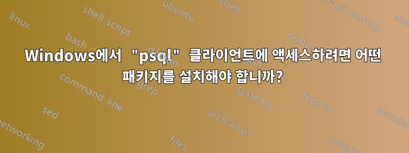 Windows에서 "psql" 클라이언트에 액세스하려면 어떤 패키지를 설치해야 합니까?