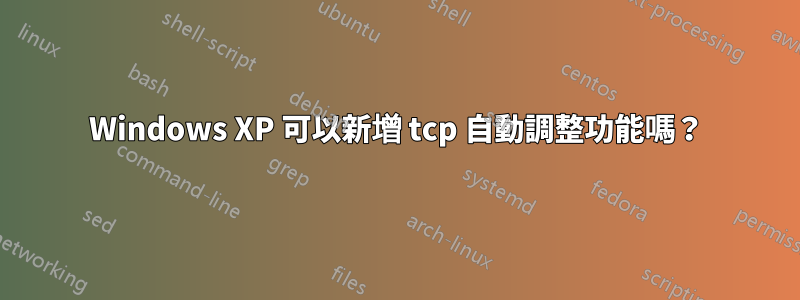 Windows XP 可以新增 tcp 自動調整功能嗎？