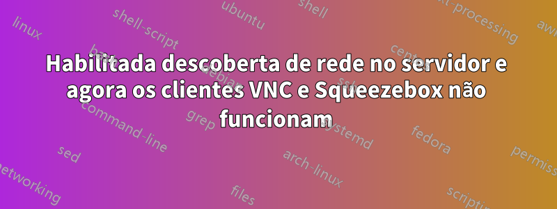 Habilitada descoberta de rede no servidor e agora os clientes VNC e Squeezebox não funcionam